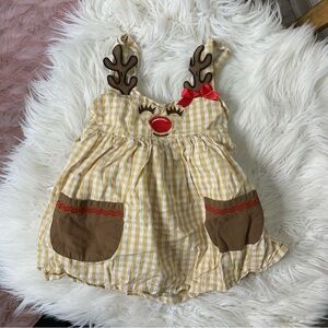 Lil Cactus Adorable Reindeer Gingham Dress